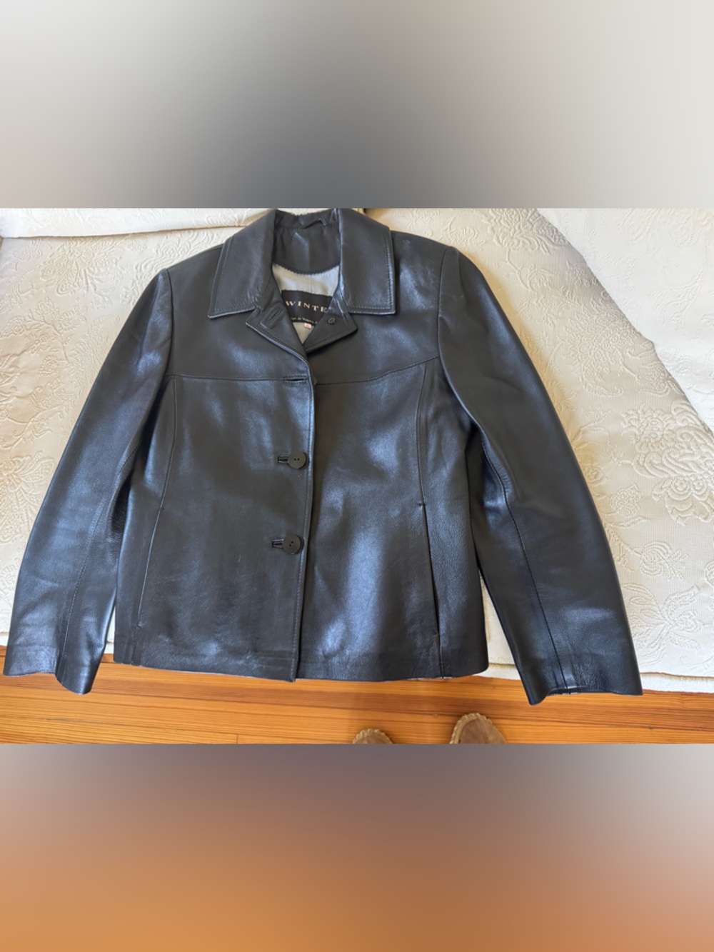 Beautiful genuine black leather jacket